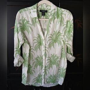 Tahari linen palm button down
